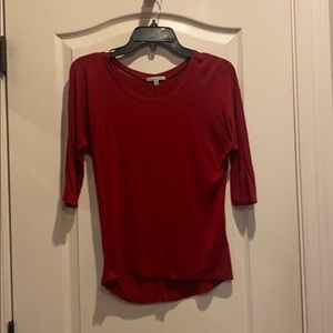 basic red shirt that looks good w/ every day fit